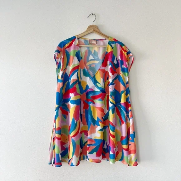 SMYM | Trixie Tunic Dress in Rainbow Pop Colorful Abstract | M - Picture 2 of 5